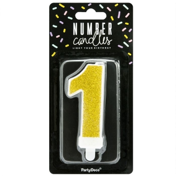 Number Candle - 1 - Gold